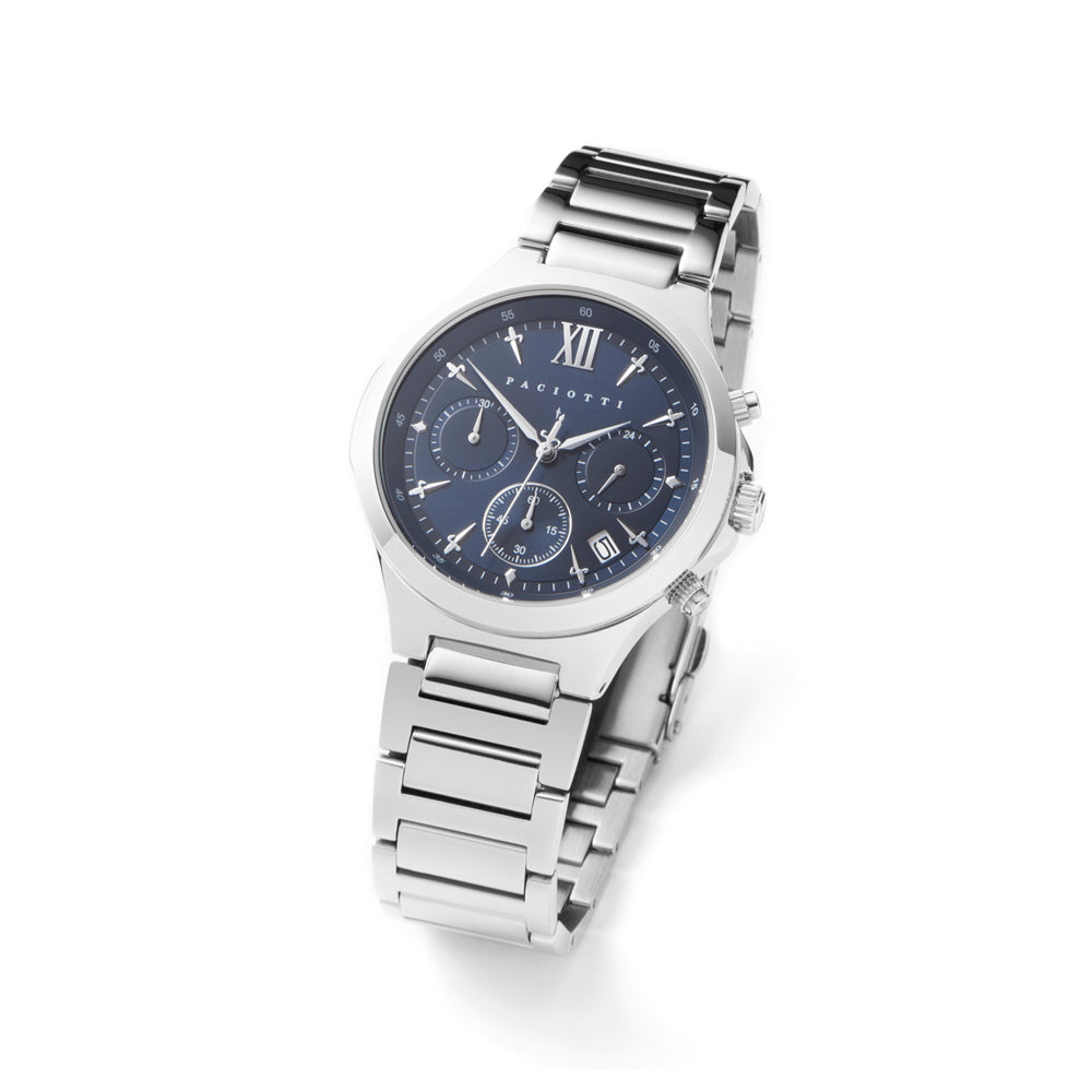 Orologio Uomo Cesare Paciotti Acciaio Quarzo Cronografo Data Spadini Blu TSCR221